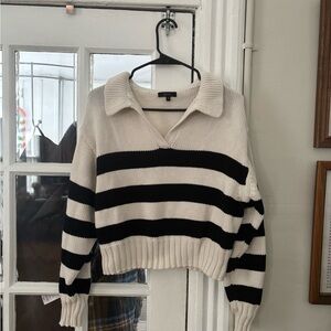 QUINCE Women’s 100% Cotton Cropped Striped Sweater